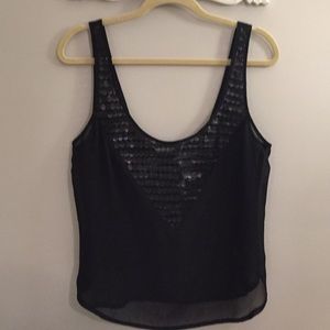 Black Faux Leather Detailed Tank